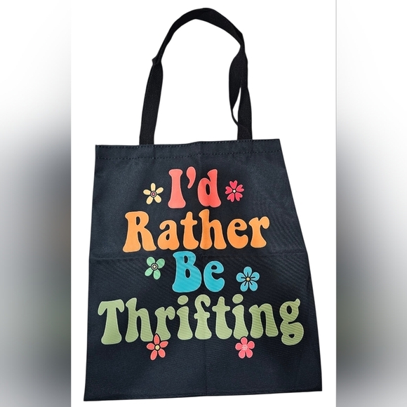 Handbags - Tote Bag- ' I'd Rather Be Thrifting ' In Colorful Print. New In Plastic